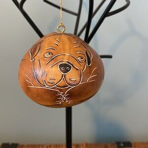 Lucuma Designs Handmade Hand Carved in Peru Dog Gourd Ornament New